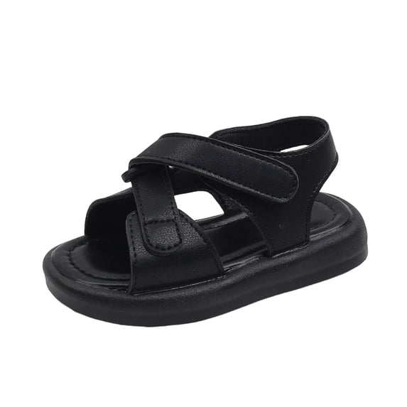 CYRBOKO Boys Beach Sandals, Non-Slip Hook&Loop Open Toes Soft Kids Shoes Black Size 11 (Little Kids)