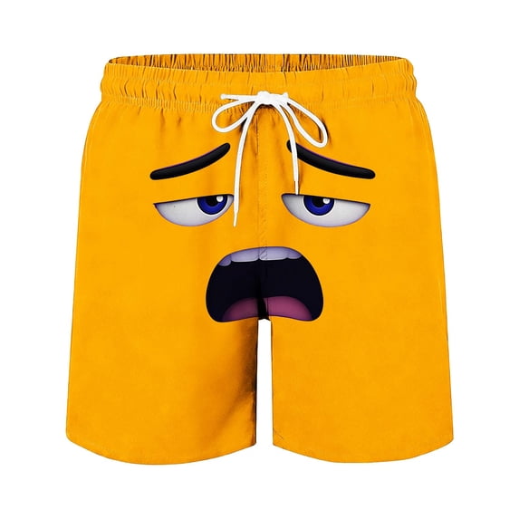 CYRBOKO Boys Beach Shorts, Drawstring Breathable Quick-dry Elastic Waist Funny Summer Shorts Orange Size 13-14 T