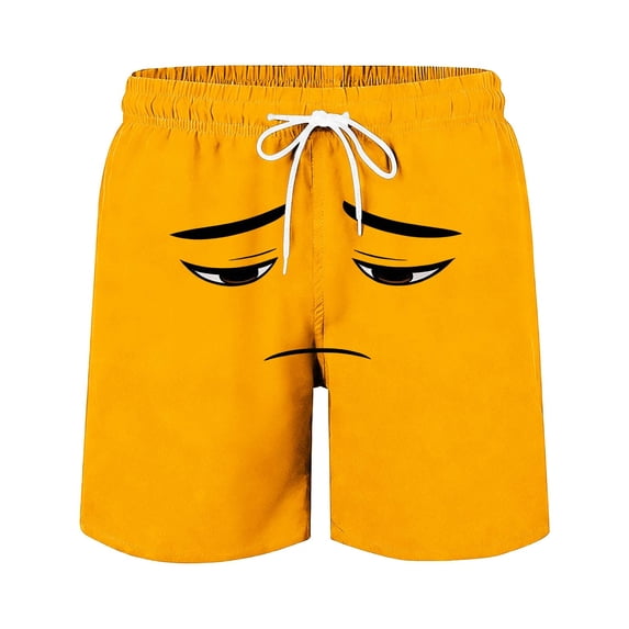 CYRBOKO Boys Beach Shorts, Drawstring Quick-dry Elastic Waist Stretchy Funny Summer Shorts Orange Size 9-10 T