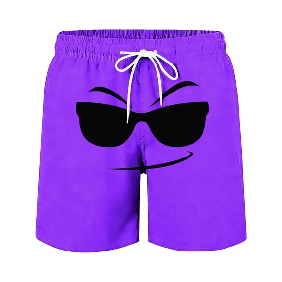 CYRBOKO Boys Beach Shorts, Elastic Waist Quick-dry Drawstring Loungewear Funny Summer Shorts Purple Size 13-14 T