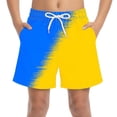 thumbnail image 1 of CYRBOKO Boys Beach Shorts, Elastic Waist Vacation Quick-dry Summer Drawstring Swim Trunks Yellow Size 6-7 T, 1 of 8
