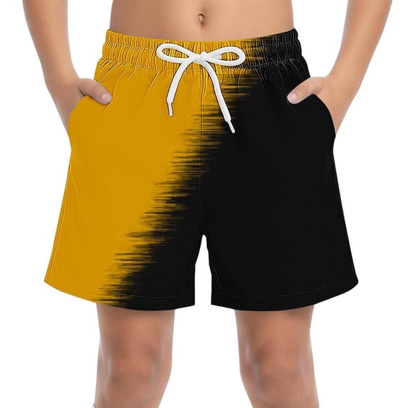 CYRBOKO Boys Beach Shorts, Summer Elastic Waist Quick-dry Vacation Drawstring Swim Trunks Orange Size 10-11 T