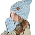 thumbnail image 1 of CYRBOKO Boys Beanies,Gloves & Scarves, Snow Three Pieces Thermal Winter Hats with Pompom Green Size 4-10 T, 1 of 2