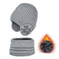 thumbnail image 1 of CYRBOKO Boys Beanies and Scarves, Thermal Two Pieces Winter Earflap Kids Hats Sets Gray Size 4-10 T, 1 of 7