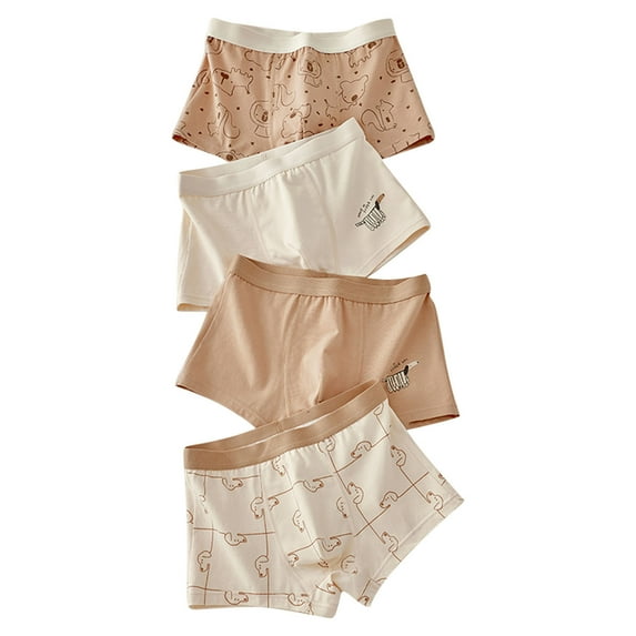 CYRBOKO Boys'Boxer Shorts, Comfy 4PC Cotton Elastic Waist Boys Underwear Multicolor Size 7-8 T