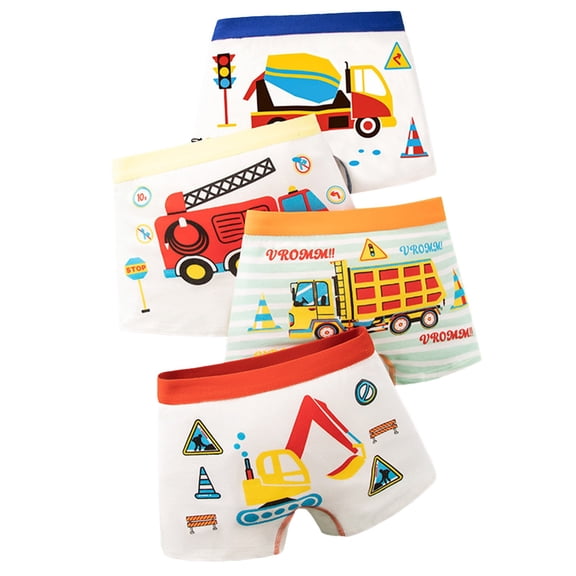 CYRBOKO Boys Boxers, Elastic Waist Cotton Casual 4 Pack Underwear for Boys White Size 8-9 T