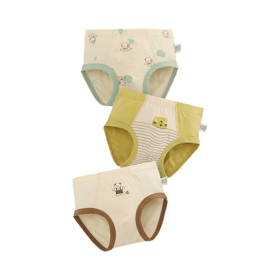 CYRBOKO Boys Briefs, Breathable Cotton 3-piece Elastic Waist Boys Underwear Yellow Size 9-10 T