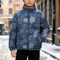 thumbnail image 1 of CYRBOKO Boys Camo Puffer Jackets, Stand Collar Warm Full Zip Soft Winter Coat with Pockets Navy Size 6-7 T, 1 of 9