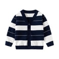 thumbnail image 1 of CYRBOKO Boys Cardigan Sweaters, Long Sleeve V-neck Striped Knited Fall Outerwear Navy Size 7-8 T, 1 of 8