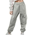 thumbnail image 1 of CYRBOKO Boys Cargo Pants, Elastic Waist Casual Loose Athletic Pants Gray Size 10-12 T, 1 of 8