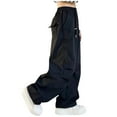 thumbnail image 1 of CYRBOKO Boys Cargo Pants, Elastic Waist Cotton Loose Breathable Long Pants Black Size 14-16 T, 1 of 4