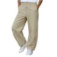 thumbnail image 1 of CYRBOKO Boys Cargo Pants, Fall Winter Elastic Waist Casual Relaxed Fit Athletic Pants Beige Size 11-12 T, 1 of 7