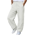 thumbnail image 1 of CYRBOKO Boys Cargo Pants, Relaxed Fit Casual Fall Winter Elastic Waist Athletic Pants White Size 13-14 T, 1 of 7