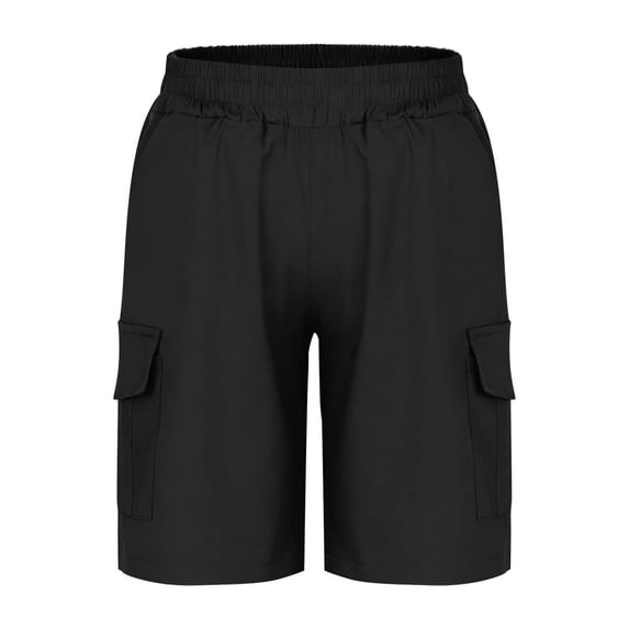 CYRBOKO Boys' Cargo Shorts, Casual Elastic Waist Pockets-Baggy Gift Summer Shorts Black Size 4-5 T
