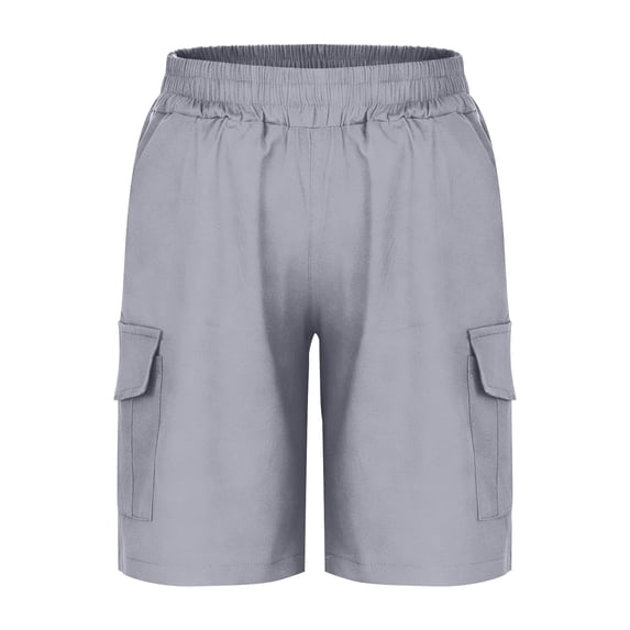 CYRBOKO Boys' Cargo Shorts, Casual Gift Pockets-Baggy Elastic Waist Summer Shorts Gray Size 4-5 T