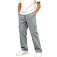thumbnail image 1 of CYRBOKO Boys Cargo Sweatpants with Pockets, Drawstring Elastic Waist Relaxed Fit Casual Athletic Pants Gray Size 7-8 T, 1 of 7