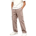 thumbnail image 1 of CYRBOKO Boys Cargo Sweatpants with Pockets, Relaxed Fit Drawstring Elastic Waist Casual Athletic Pants Coffee Size 9-10 T, 1 of 7