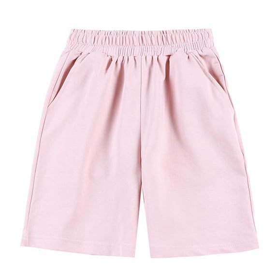 CYRBOKO Boys Casual Shorts, Cotton Back-to-school Soft Elastic Waist Athletic Shorts Pink Size 3-4 T