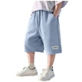 thumbnail image 1 of CYRBOKO Boys Casual Shorts, Drawstring Loose Elastic Waist Casual Summer Shorts Light Blue Size 12 T, 1 of 5