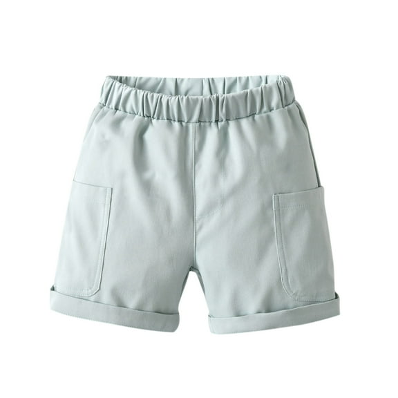 CYRBOKO Boys Casual Shorts, Elastic Waist Summer Comfy Breathable Shorts with Pockets Mint Green Size 6 T