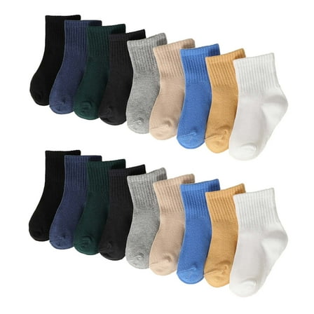 CYRBOKO Boys Crew Socks, Cotton 20 Pairs Thin Breathable Athletic Socks Multicolor Size 1-11 T