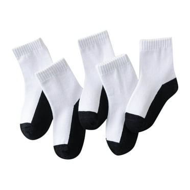 CYRBOKO Boys Crew Socks, Soft Casual 5 Pairs Cotton Athletic Socks Black Size 9-12 T