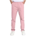 thumbnail image 1 of CYRBOKO Boys Dress Pants, Stright Leg Casual Stretchy Elastic Waist School Uniform Suits Pants Pink Size 13-14 T, 1 of 5