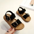 thumbnail image 1 of CYRBOKO Boys Flat Sandals, Birthday Hook&Loop Open Toes Soft Sole Kids Shoes Black Size 4 (Big Kids), 1 of 5