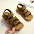 thumbnail image 1 of CYRBOKO Boys Flat Sandals, Hook&Loop Summer Open Toes Soft Sole Kids Shoes Army Green Size 4 (Big Kids), 1 of 5