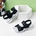 thumbnail image 1 of CYRBOKO Boys Flat Sandals, Open Toes Non-Slip Soft Sole Hook&Loop Kids Shoes Black Size 12.5 (Little Kids), 1 of 4