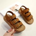 thumbnail image 1 of CYRBOKO Boys Flat Sandals, Open Toes Party Hook&Loop Soft Sole Kids Shoes Brown Size 4 (Big Kids), 1 of 8