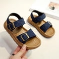thumbnail image 1 of CYRBOKO Boys Flat Sandals, Soft Sole Birthday Open Toes Hook&Loop Kids Shoes Blue Size 12 (Little Kids), 1 of 5