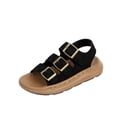 thumbnail image 1 of CYRBOKO Boys Flat Sandals, Soft Sole Party Hook&Loop Open Toes Kids Shoes Black Size 3 (Big Kids), 1 of 6