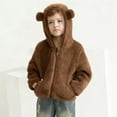 thumbnail image 1 of CYRBOKO Boys Fleece Jackets, Super Soft Full Zip Fall/Winter Hooded Outerwear with Pockets Brown Size 4-5 T, 1 of 6