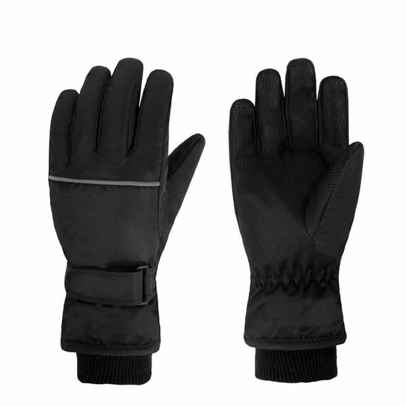 CYRBOKO Boys Gloves, Cotton Thermal Stretchy Waterproof Skiing Gloves Black Size 4-6 T