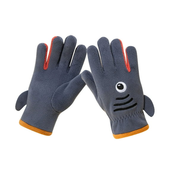 CYRBOKO Boys Gloves, Windproof Thermal Cotton Knitted Winter Gloves Navy Size 7-12 T