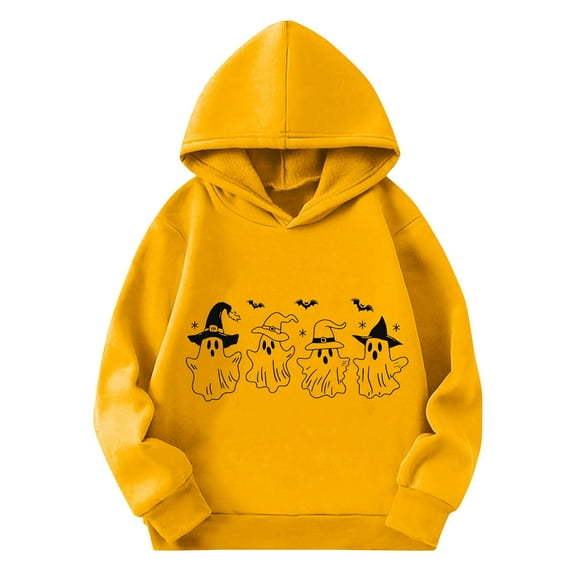 CYRBOKO Boys Graphic Hoodies, Long Sleeve Casual Loose Fit Holiday Kids Sweatshirts Yellow Size 5-6 T