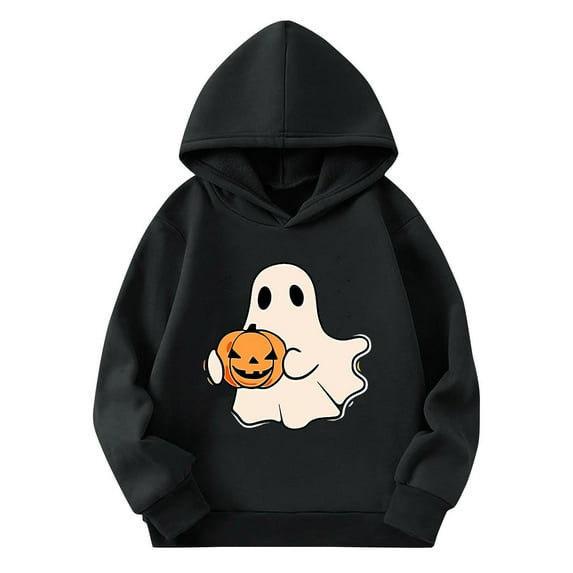 CYRBOKO Boys Halloween Hoodies, Loose Fit Lightwewight Long Sleeve Casual Fall Sweatshirts Black Size 11-12 T