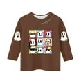 thumbnail image 1 of CYRBOKO Boys Halloween Shirts, Holiday 3/4 Sleeve Stretchy Crewneck Kids Clothing Coffee Size 12-13 T, 1 of 2