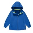 thumbnail image 1 of CYRBOKO Boys' Hooded Jackets, Loose Fit Windproof Long Sleeve Windproof Fall Outerwear Blue Size 5-6 T, 1 of 3
