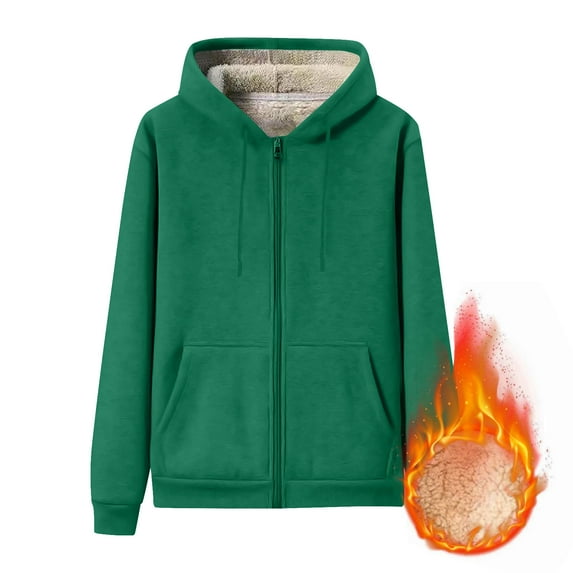 CYRBOKO Boys Hooded Sweatshirts, Long Sleeve Full Zip Thermal Sports Fleece Outerwear Green Size 10-11 T