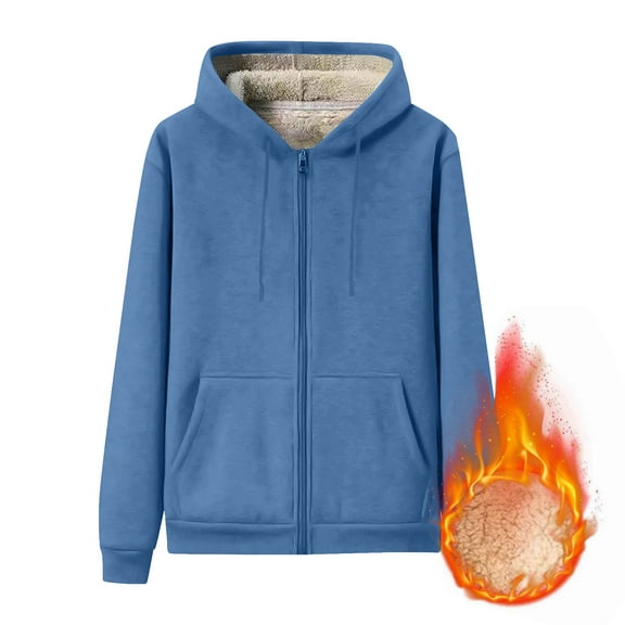 CYRBOKO Boys Hooded Sweatshirts, Thermal Sports Full Zip Long Sleeve Fleece Outerwear Blue Size 10-12 T