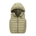 thumbnail image 1 of CYRBOKO Boys Hooded Vests, Sleeveless Lightweight Full Zip Thermal Winter Outerwear Khaki Size 11-12 T, 1 of 6