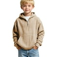 thumbnail image 1 of CYRBOKO Boys Hoodies with Pocket, Casual Long Sleeve Spring Half Zip Kids Sweatshirts Beige Size 11-12 T, 1 of 6