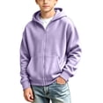 thumbnail image 1 of CYRBOKO Boys Hoodies with Pockets, Long Sleeve Cotton Casual Full Zip Kids Outerwear Purple Size 12-13 T, 1 of 4