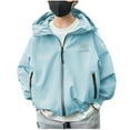 thumbnail image 1 of CYRBOKO Boys Jackets, Athletic Long Sleeve Full Zip Lightweight Hooded Outerwear Sky Blue Size 6-14 T, 1 of 4