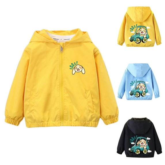 CYRBOKO Boys' Jeckets, Zip up 2025 Lightweight Long Sleeve Hooded Outerwear Yellow Size 6 T