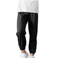 thumbnail image 1 of CYRBOKO Boys Jogger Pants, Breathable Summer Cotton Elastic Waist Athletic Pants Black Size 10-11 T, 1 of 6