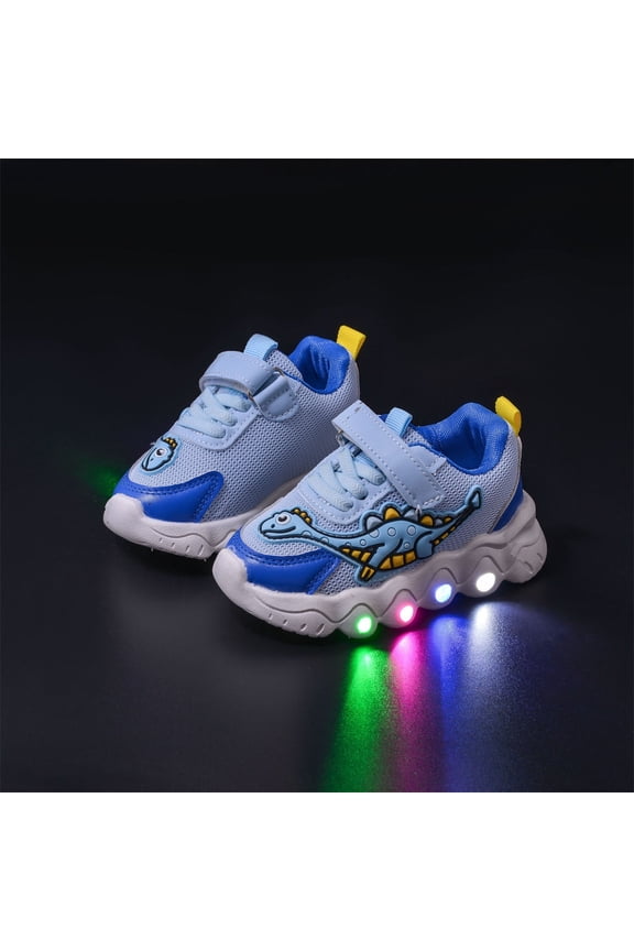 Boys Light Up Sneakers, Breathable Non-Slip Casual Soft Sole Athletic Shoes Blue Size 11 (Little Kids)
