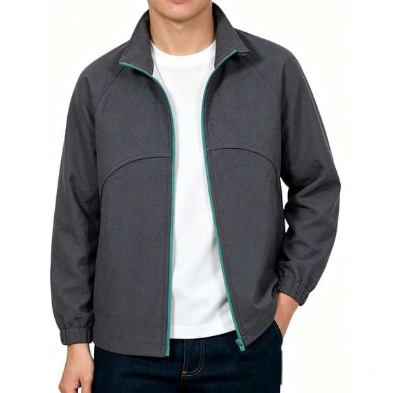 CYRBOKO Boys Lightweight Jackets, Fall Warm Waterproof Long Sleeve Lightweight Windbreaker Outerwear Dark Gray Size 5-6 T